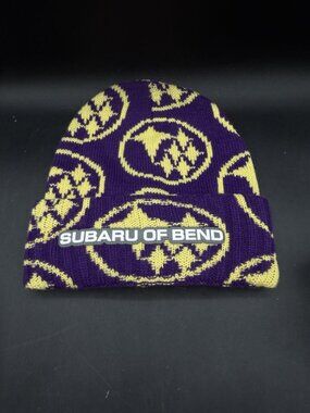 Subaru Of Bend Central Oregon Purple Yellow Beanie Hat